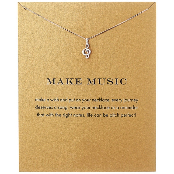 🎀 MUSIC NOTE SILVER NECKLACE CARD BOHO CHIC BOHO - Picture 3 of 3